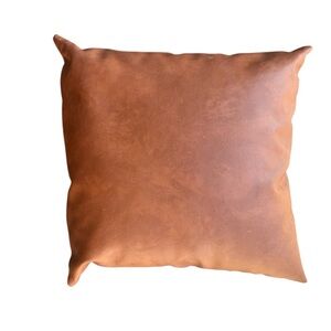 Brown Faux Leather Throw Pillow 16x16